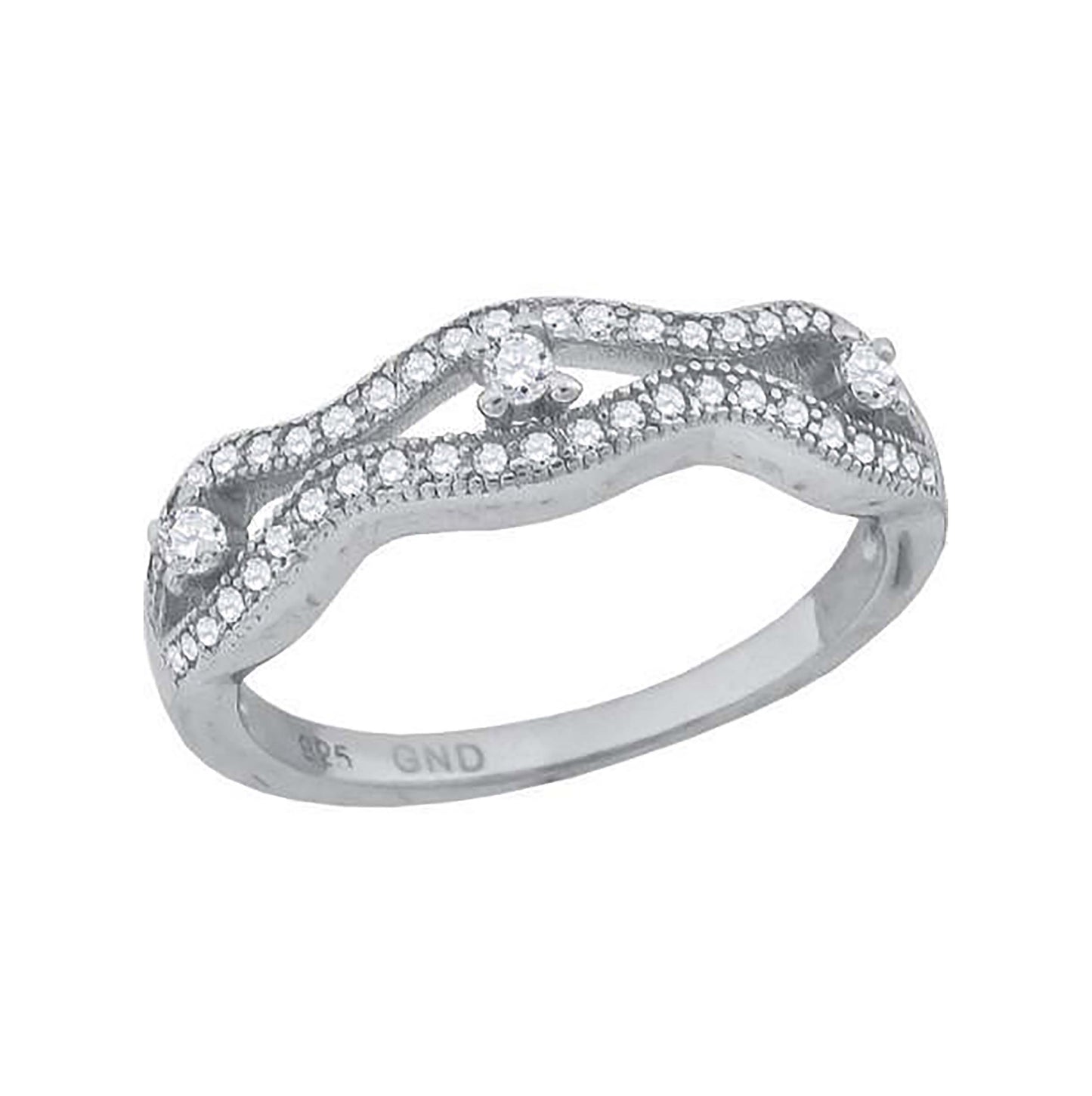 Sterling Silver Women's Cubic-Zirconia Fashion Bridal Anniversary Wedding Engagement Band Ring