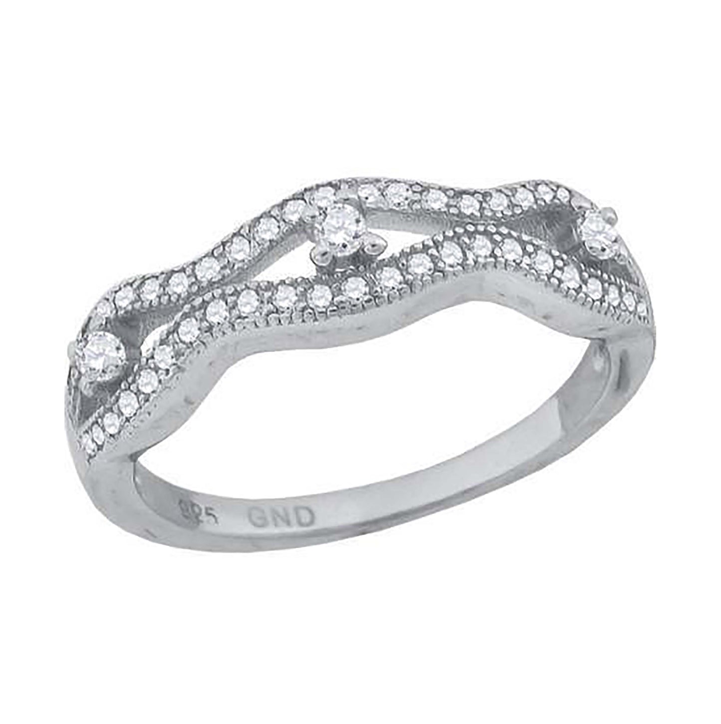 Sterling Silver Women's Cubic-Zirconia Fashion Bridal Anniversary Wedding Engagement Band Ring