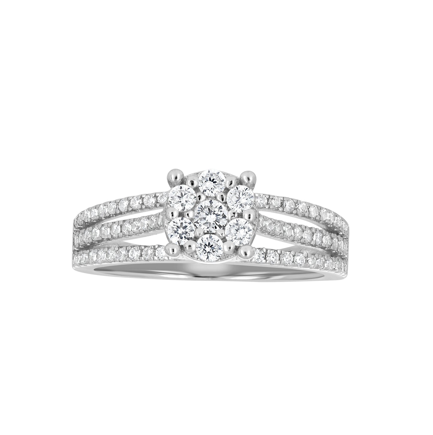 Sterling Silver Women's Cubic-Zirconia Fashion Bridal Anniversary Engagement Wedding Ring