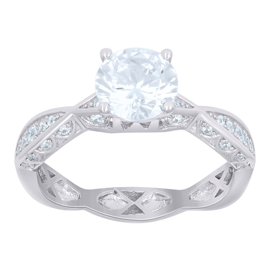 Sterling Silver Women's Cubic-Zirconia Fashion Bridal Anniversary Wedding Engagement Band Ring