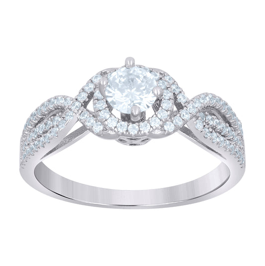 Sterling Silver Women's Cubic-Zirconia Fashion Bridal Anniversary Engagement Wedding Ring