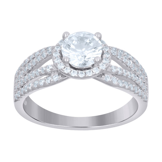 Sterling Silver Women's Cubic-Zirconia Fashion Bridal Anniversary Engagement Wedding Ring