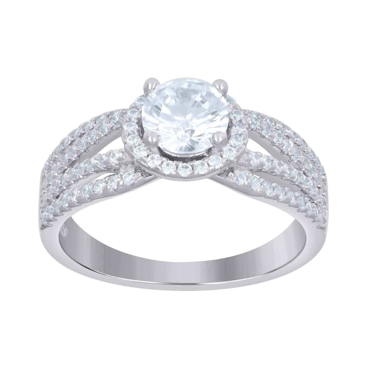 Sterling Silver Women's Cubic-Zirconia Fashion Bridal Anniversary Engagement Wedding Ring