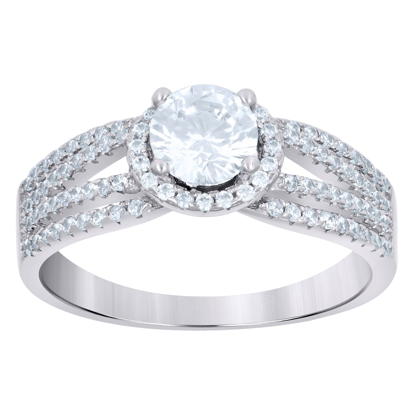 Sterling Silver Women's Cubic-Zirconia Fashion Bridal Anniversary Engagement Wedding Ring
