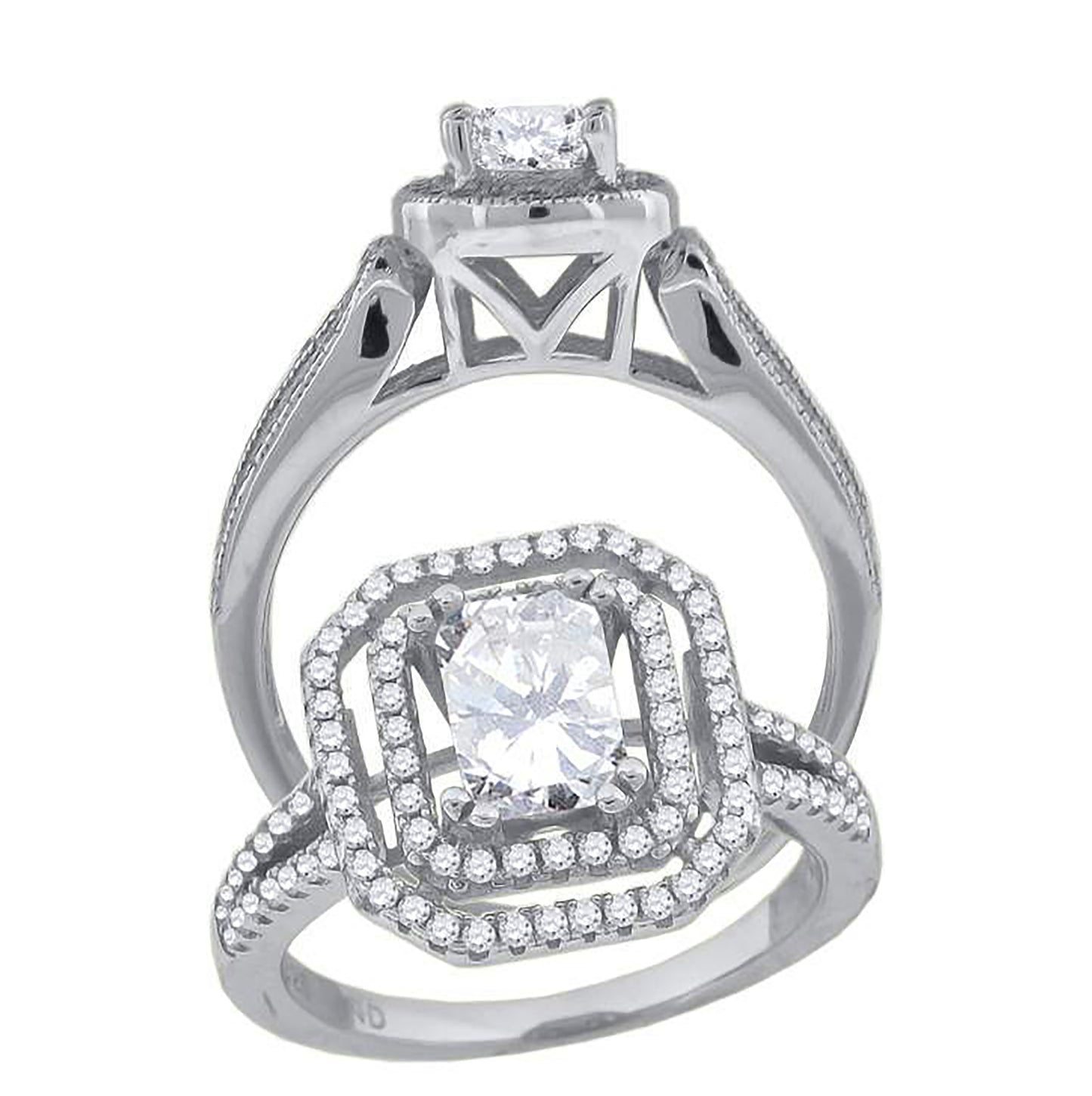 Sterling Silver Womens Oval Cubic-Zirconia Fashion Bridal Anniversary Wedding Engagement Band Ring