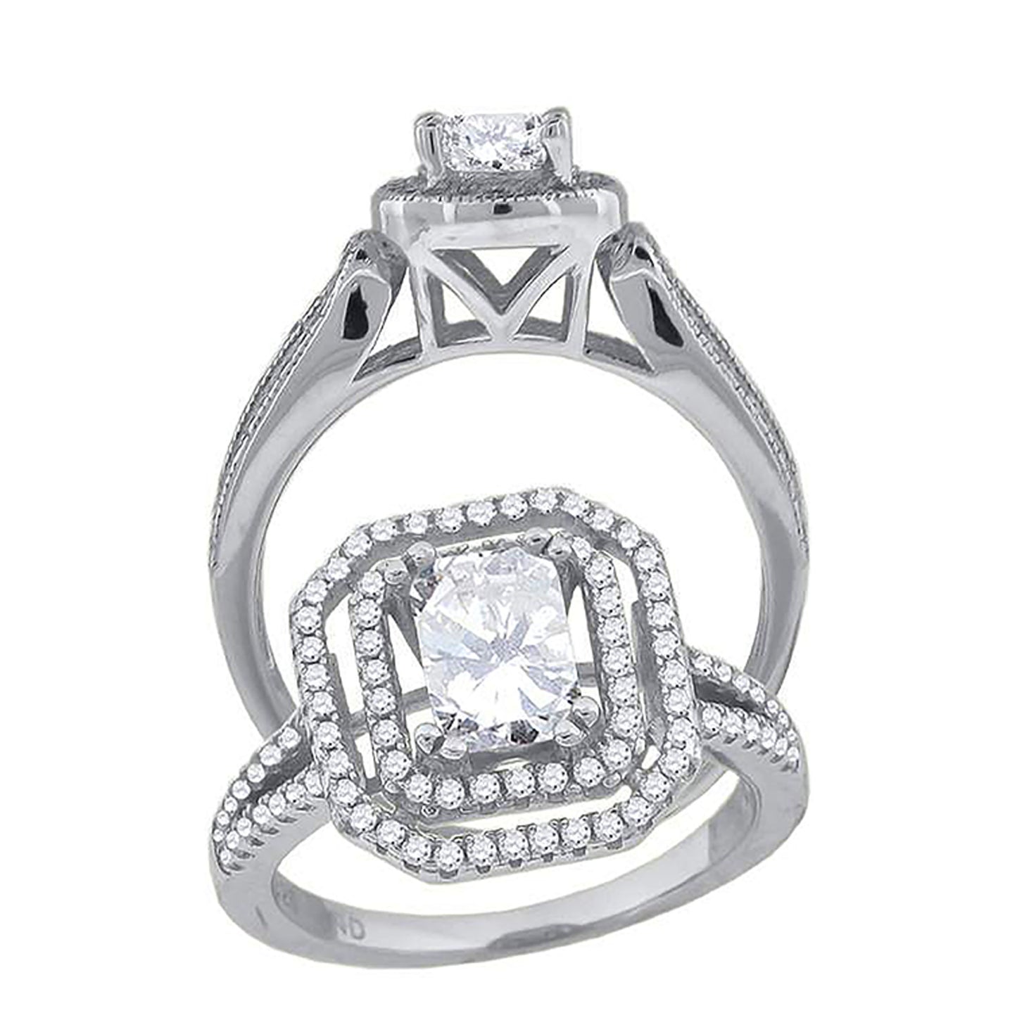 Sterling Silver Womens Oval Cubic-Zirconia Fashion Bridal Anniversary Wedding Engagement Band Ring