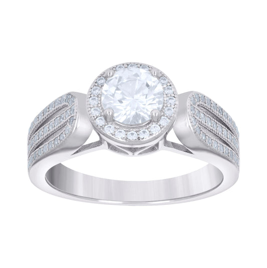Sterling Silver Women's Cubic-Zirconia Fashion Bridal Anniversary Wedding Engagement Band Ring