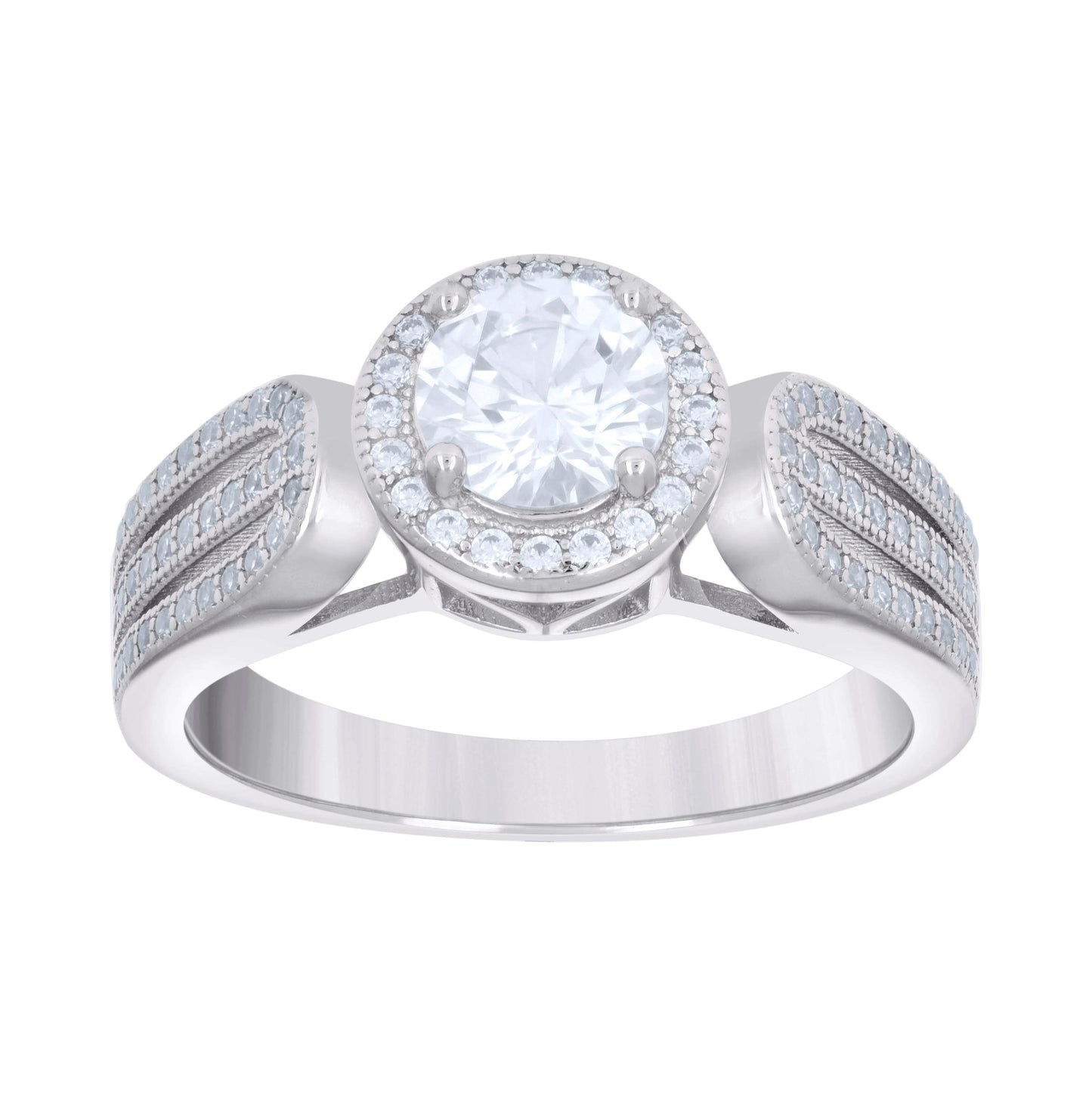 Sterling Silver Women's Cubic-Zirconia Fashion Bridal Anniversary Wedding Engagement Band Ring