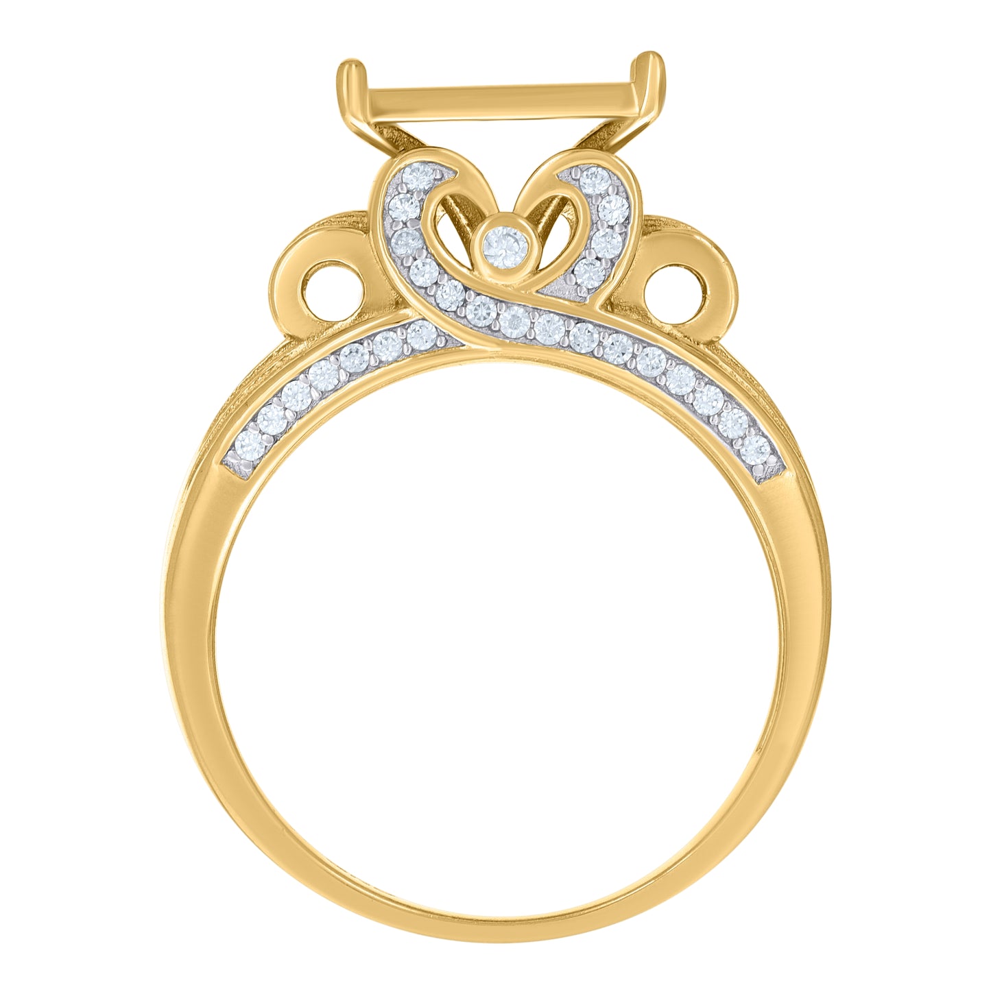 Sterling Silver Yellow-Tone Men's Cubic-Zirconia Square Head Fashion Bridal Anniversary Wedding Engagement Band Ring