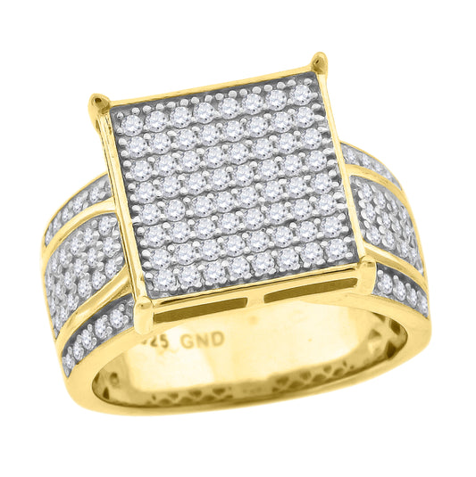 Sterling Silver Yellow-Tone Womens Cubic Zirconia Sizes 6 To 9 Square Head Bridal Anniversary Engagement Wedding Ring Band