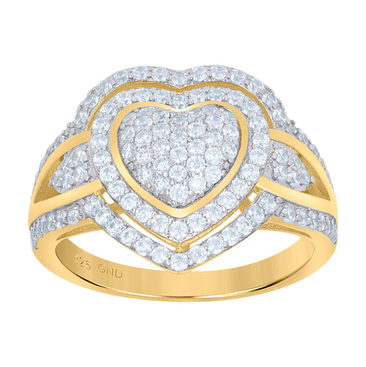 Sterling Silver Women's Cubic-Zirconia Heart Bridal Anniversary Wedding Engagement Band Ring