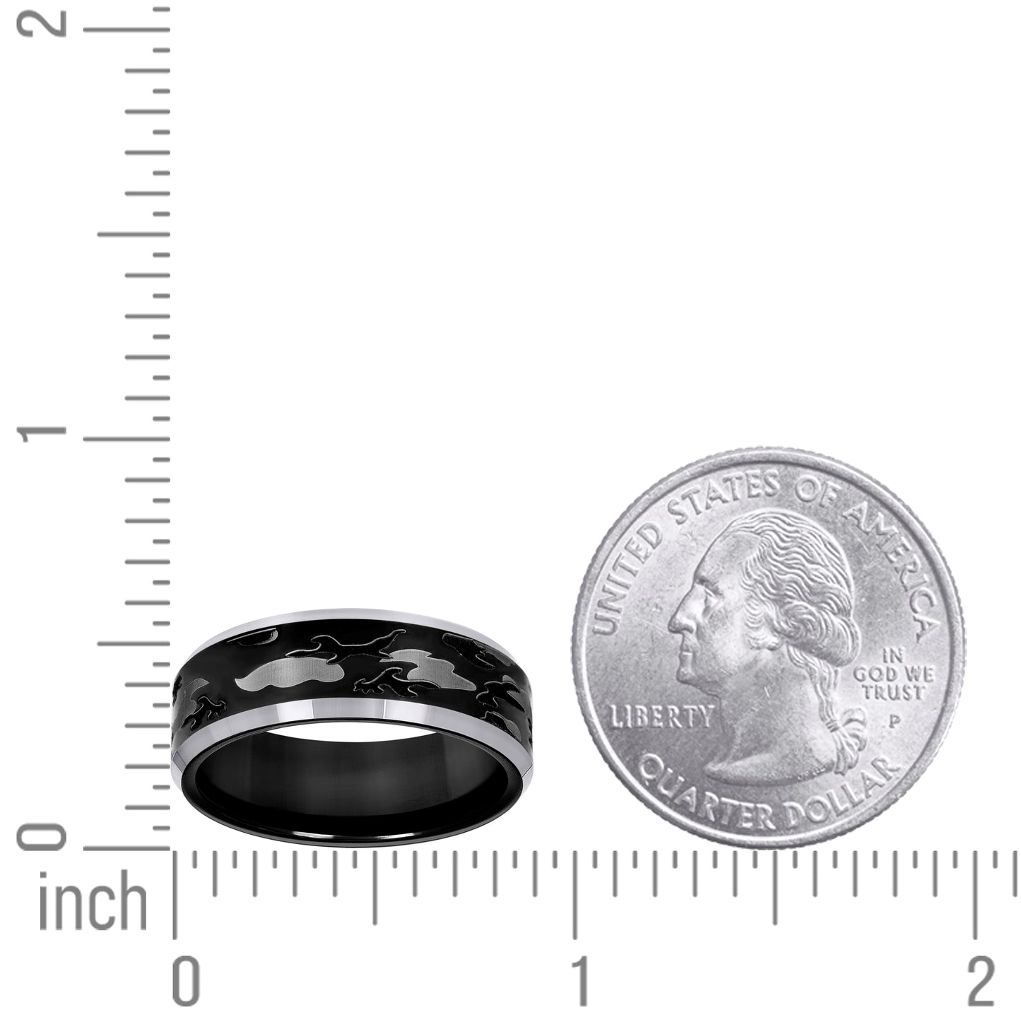 Tungsten Black Camouflage Military Mens Comfort-fit 8mm Size-7-14 Bridal Anniversary Engagement Wedding Band