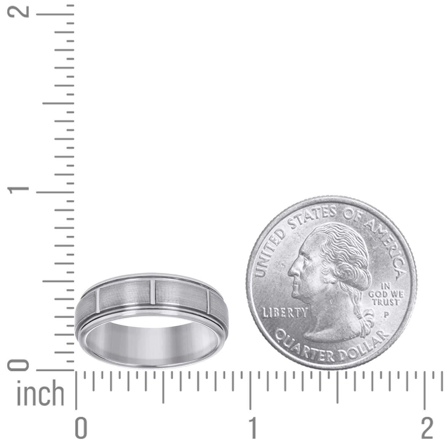 Tungsten Brushed Center Grooves Mens Step Edges Comfort-fit 8mm Size-7-13.5 Bridal Anniversary Engagement Wedding Band