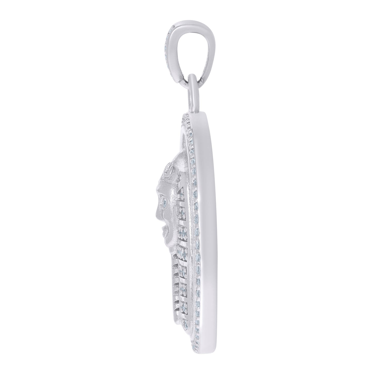 Sterling Silver Mens Cubic-Zirconia Pharaoh Egyptian Fashion Charm Pendant