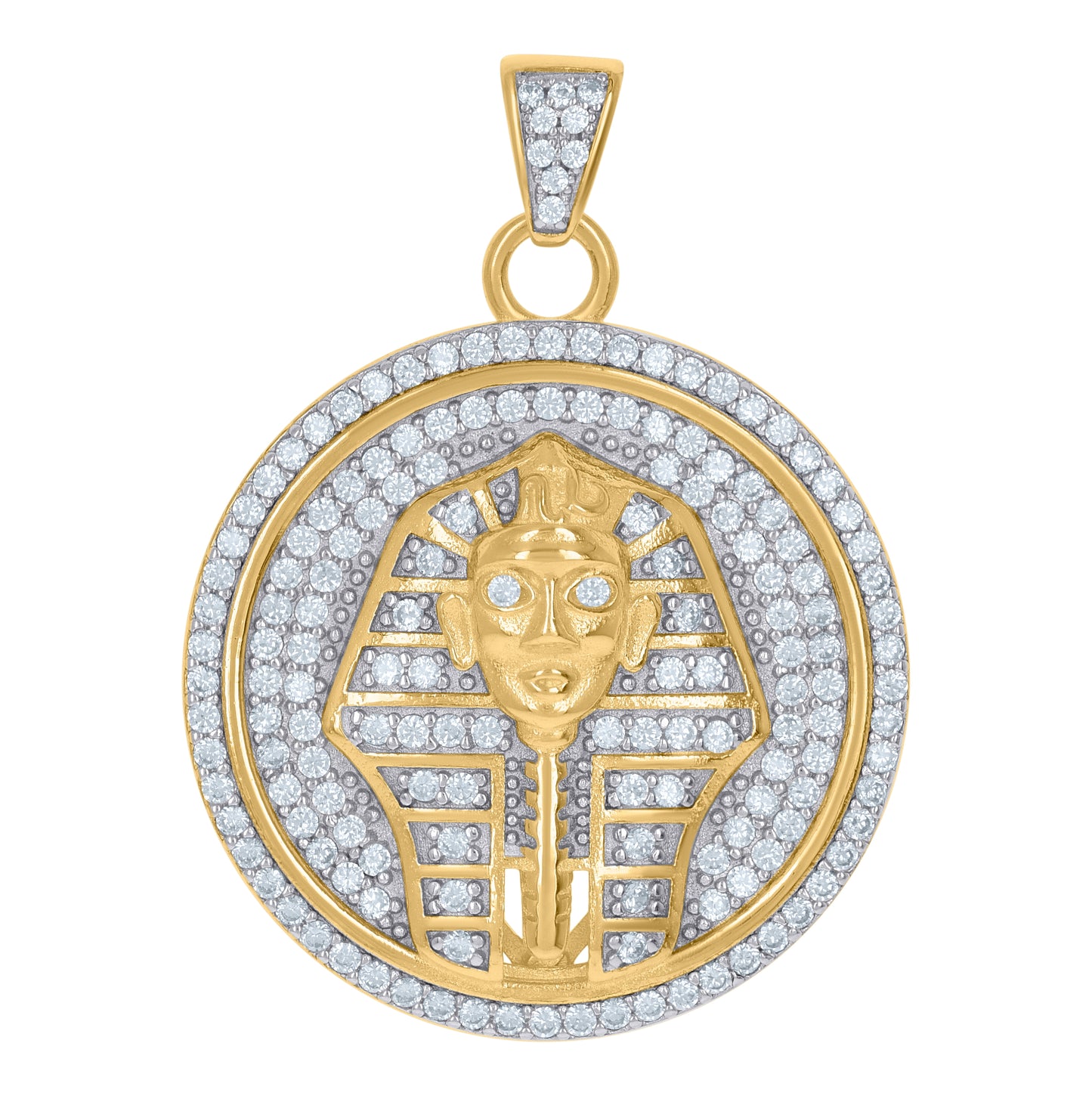 Sterling Silver Mens Cubic-Zirconia Pharaoh Egyptian Fashion Charm Pendant