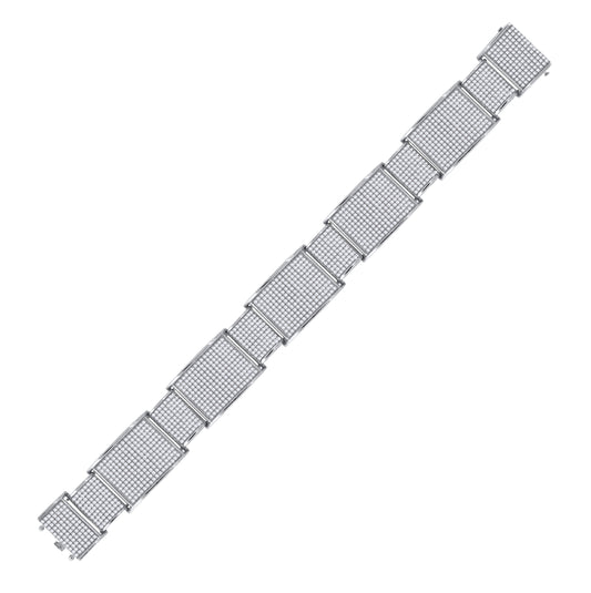 Sterling Silver Men Micropave Cubic Zirconia Link Bracelet