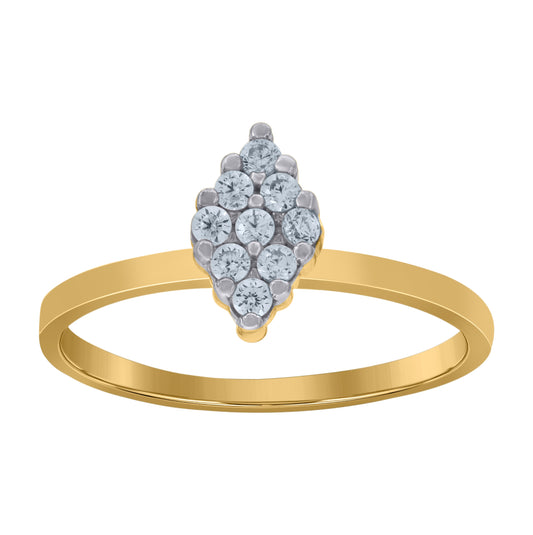 10K Two-Tone Gold Womens Cubic Zirconia Marquise Head Engagement Ring