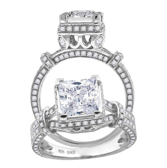 Sterling Silver Women's Cubic Zirconia Bridal Anniversary Engagement Wedding Ring