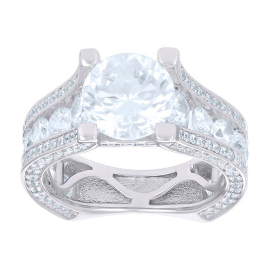 Sterling Silver Women's Cubic Zirconia Bridal Anniversary Engagement Wedding Ring