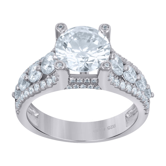 Sterling Silver Women's Cubic Zirconia Bridal Anniversary Engagement Wedding Ring