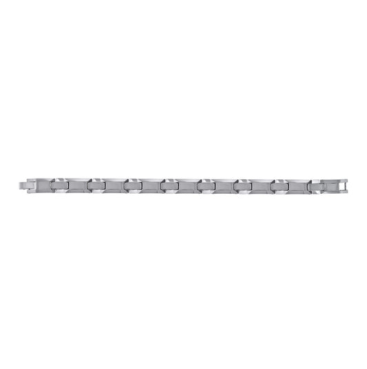 Tungsten Mens Polished Link Bracelet 11mm Size 8.5 Inches