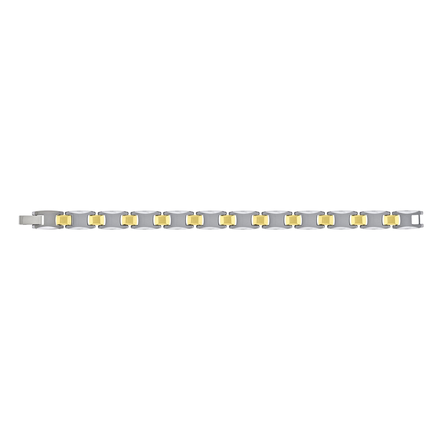 Tungsten Yellow Tone Mens Polished Fancy Bracelet 12mm Size 8.5 Inches