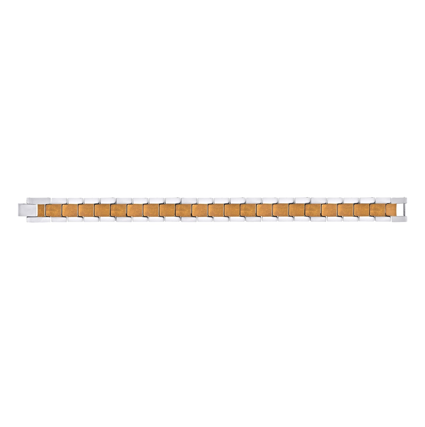 Tungsten Yellow Tone Mens Polished Link Bracelet 12mm Size 8.5 Inches