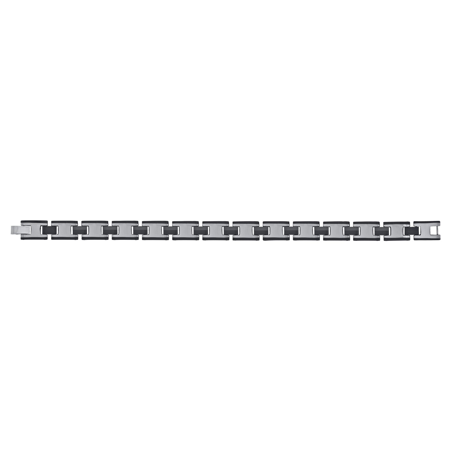 Tungsten Black White Tone Mens Polished Fancy Bracelet 12mm Size 8.5 Inches