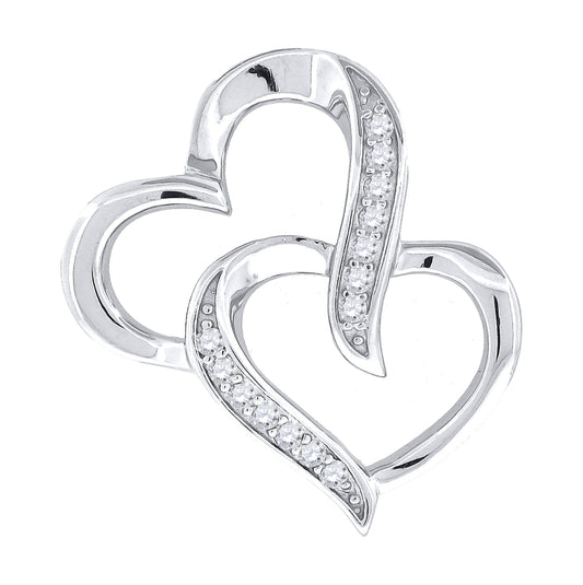 Sterling Silver Womens Cubic-Zirconia Heart Slide Pendant