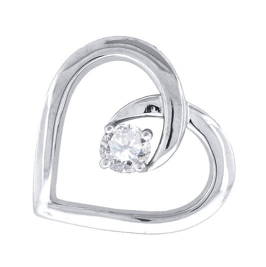 Sterling Silver Womens Cubic-Zirconia Heart Slide Pendant