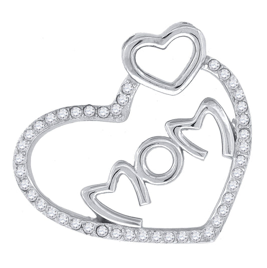 Sterling Silver Womens Cubic Zirconia Mom Heart Talking Charm Pendant