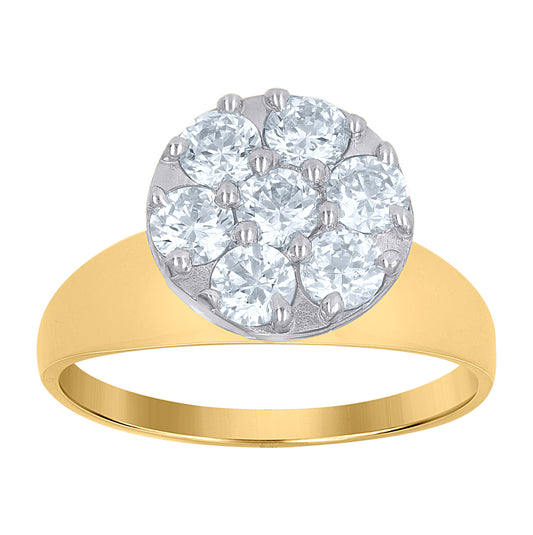 10K Two-Tone Gold Womens Cubic Zirconia Round Head Engagement Ring