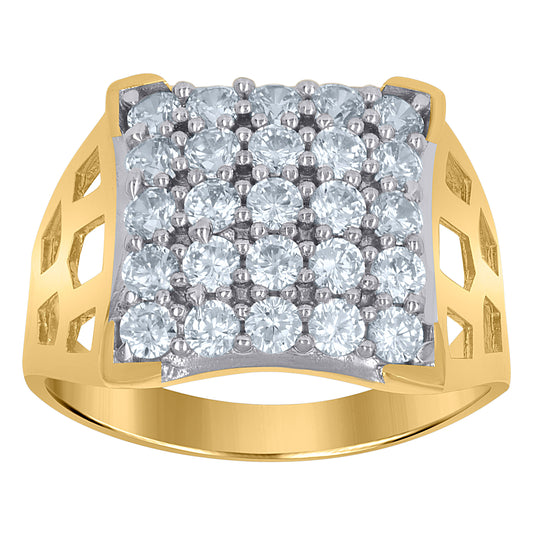 10K Two-Tone Gold Mens Cubic Zirconia Square Engagement Ring