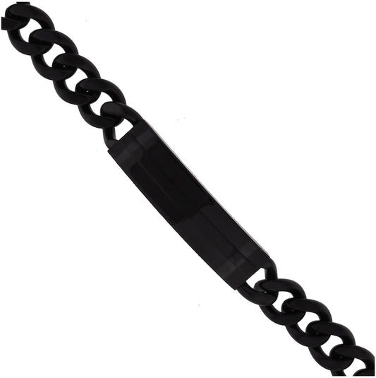 Stainless Steel Black-tone Mens Cuban Id Bracelet