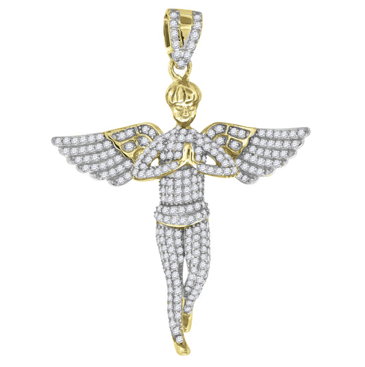 Sterling Silver Cubic Zirconia Angel Unisex Cluster Pendant Charm