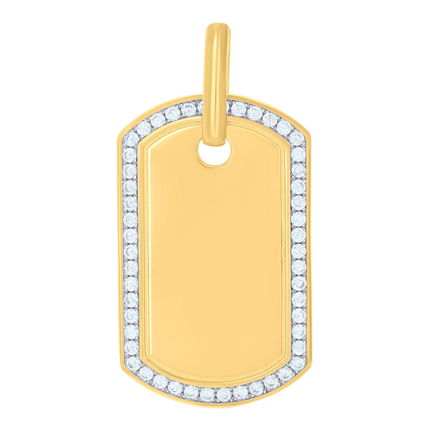 Sterling Silver Mens Round Cubic Zirconia Dog Tag Charm Pendant