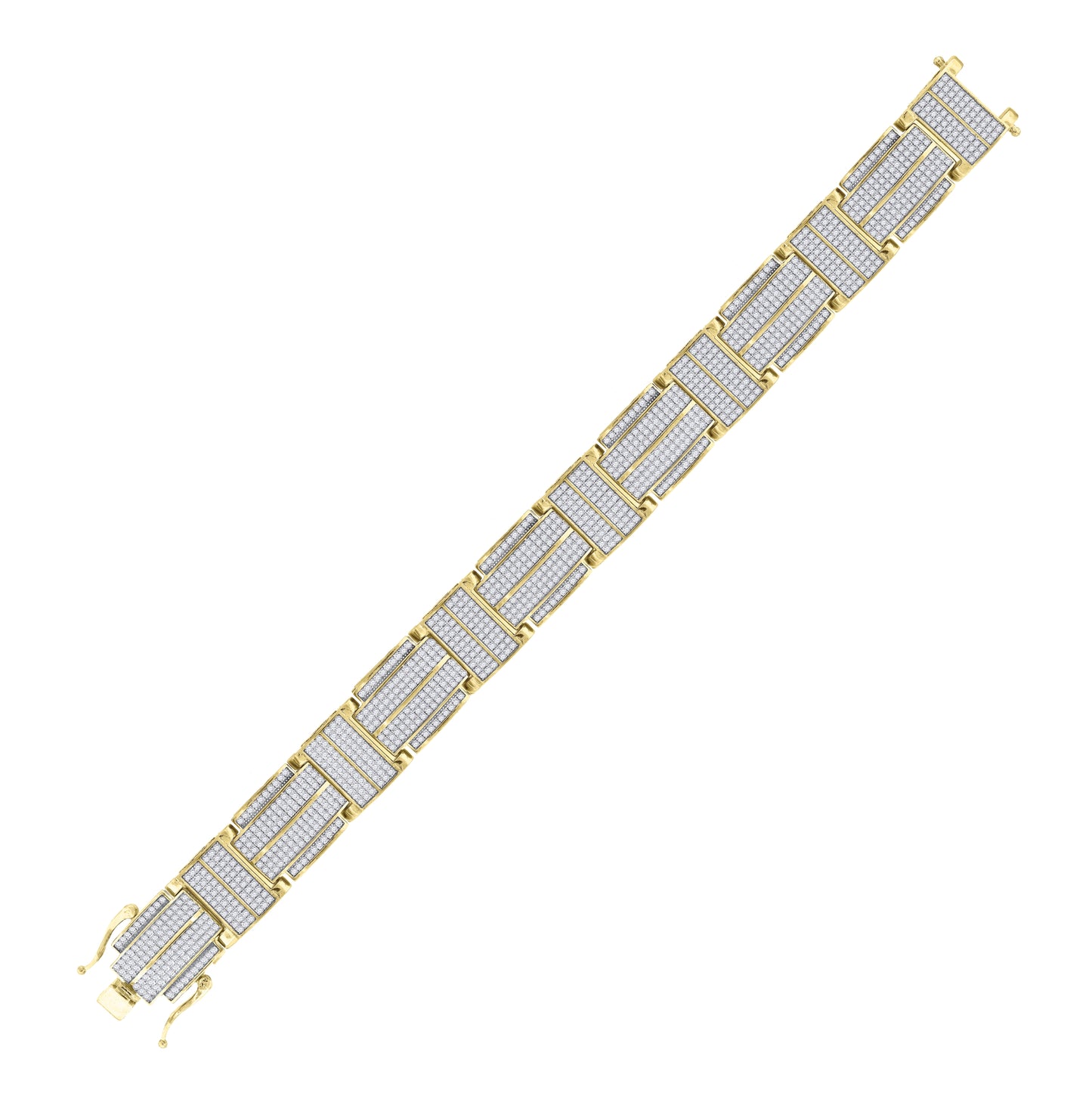 Sterling Silver Unisex Micropave Cubic Zirconia I-Link Bracelet