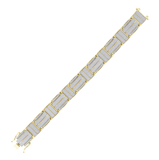 Sterling Silver Unisex Micropave Cubic Zirconia I-Link Bracelet