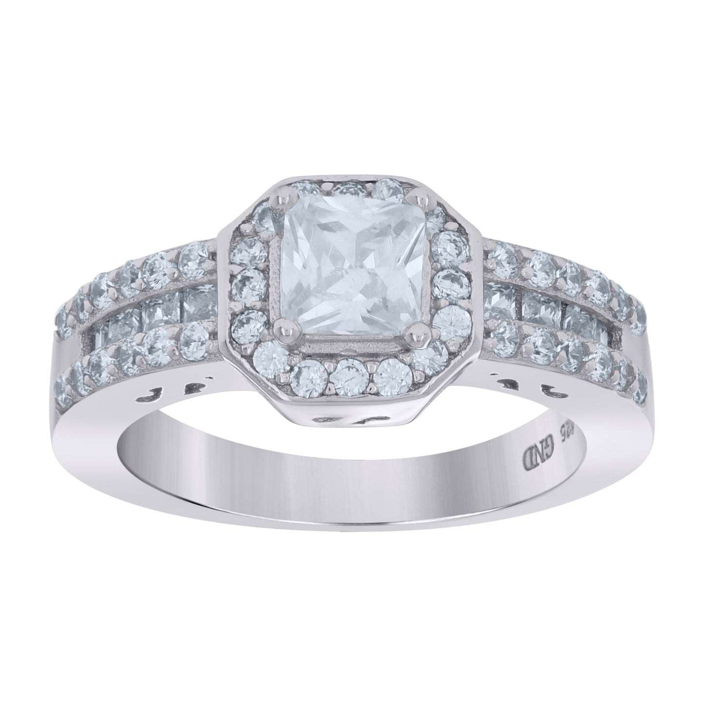 Sterling Silver Womens Cubic Zirconia Octagon Head Bridal Anniversary Engagement Wedding Ring