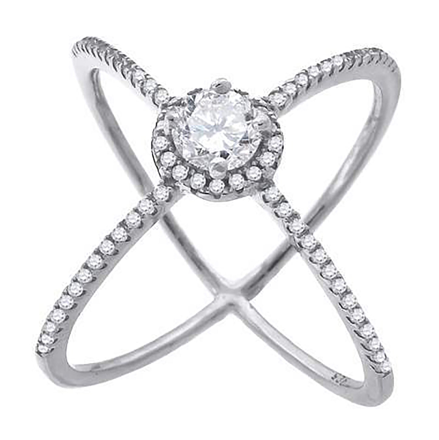 Sterling Silver Womens Cubic-Zirconia Criss Cross Fashion Bridal Anniversary Wedding Engagement Band Ring