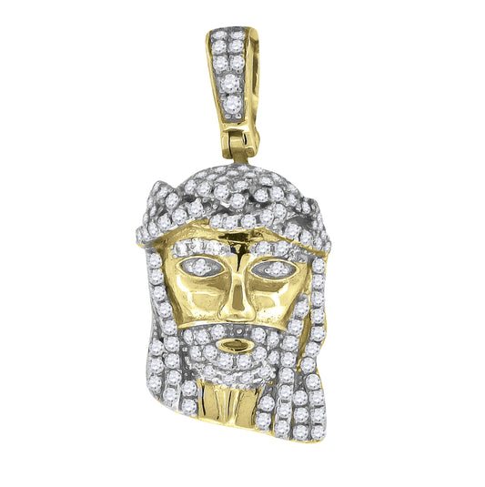 Sterling Silver Mens Cubic Zirconia Jesus Religious Charm Pendant
