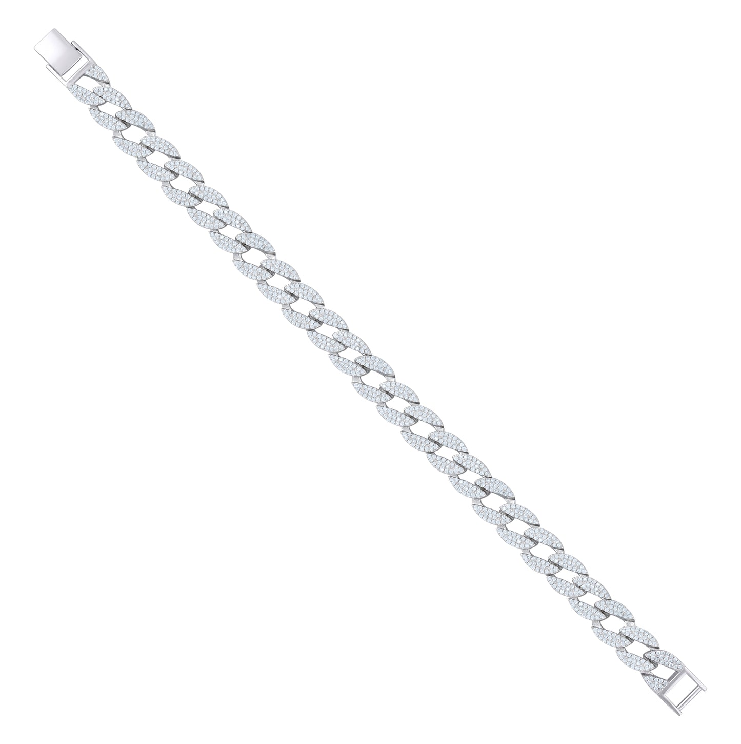 Sterling Silver Mens Cubic-Zirconia Curb Chain Bracelet