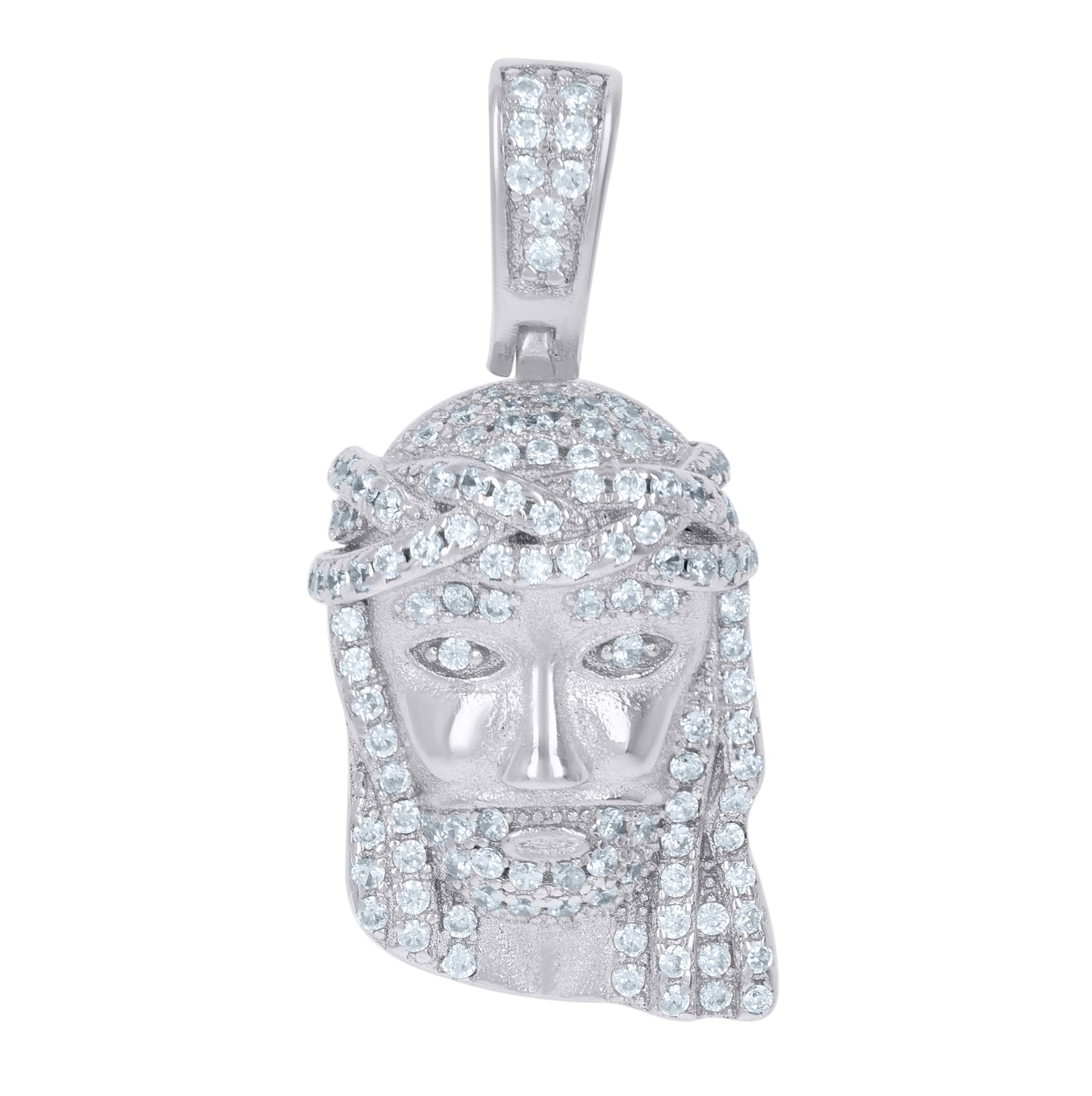 Sterling Silver Or Yellow-Tone Mens Cubic Zirconia Jesus Religious Charm Pendant