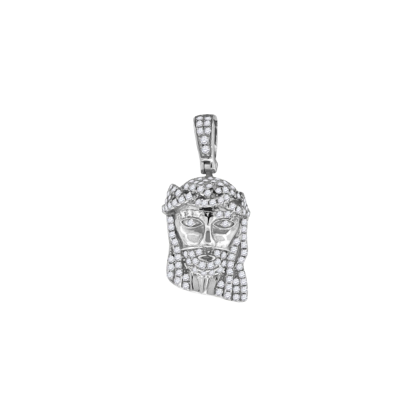 Sterling Silver Mens Cubic Zirconia Jesus Religious Charm Pendant