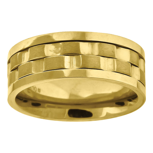 Stainless Steel Yellow-tone Mens Presidential Comfort-fit Fashion Bridal Anniversary Wedding Engagement Band Ring