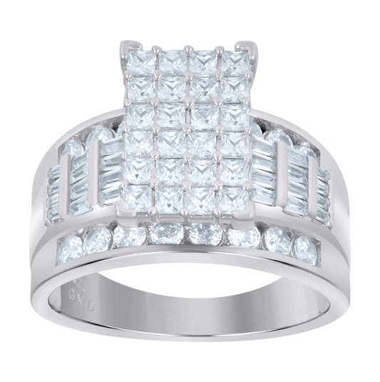 Sterling Silver Women's Cubic Zirconia Cinderella Bridal Anniversary Wedding Engagement Band Ring
