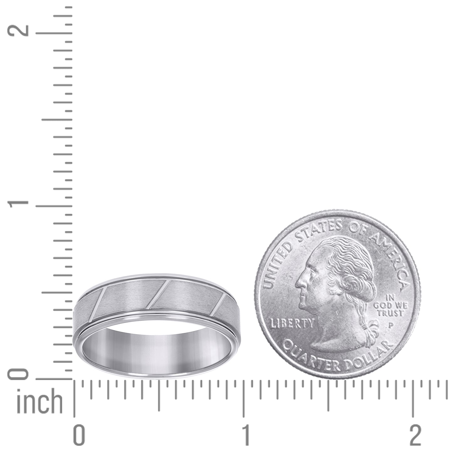 Tungsten Brushed Center Diagonal Grooves Mens Comfort-fit 8mm Sizes 7 - 14 Bridal Anniversary Engagement Wedding Band