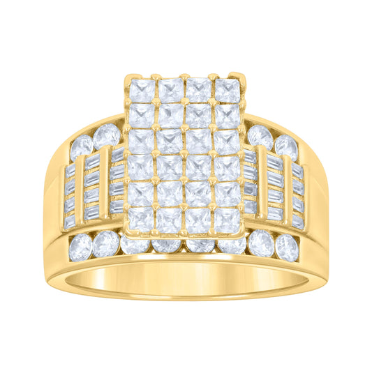 Sterling Silver Yellow-Tone Women's Cubic Zirconia Cinderella Bridal Anniversary Wedding Engagement Band Ring