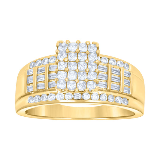 Sterling Silver Yellow-Tone Women's Cubic Zirconia Cinderella Bridal Anniversary Wedding Engagement Band Ring