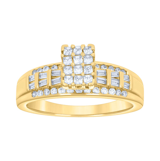 Sterling Silver Yellow-Tone Women's Cubic Zirconia Cinderella Bridal Anniversary Wedding Engagement Band Ring